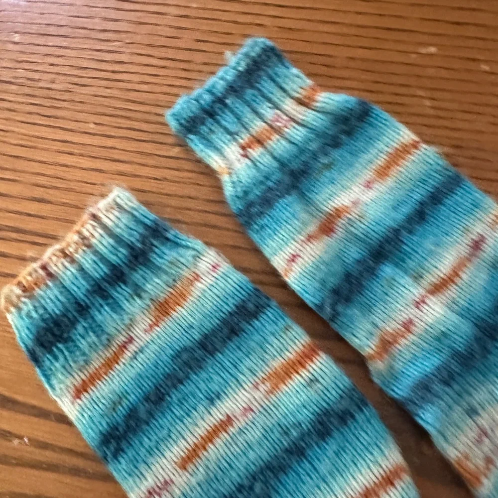 Handmade Handknit Merino Wool Striped Socks Women’s Sz M Worn